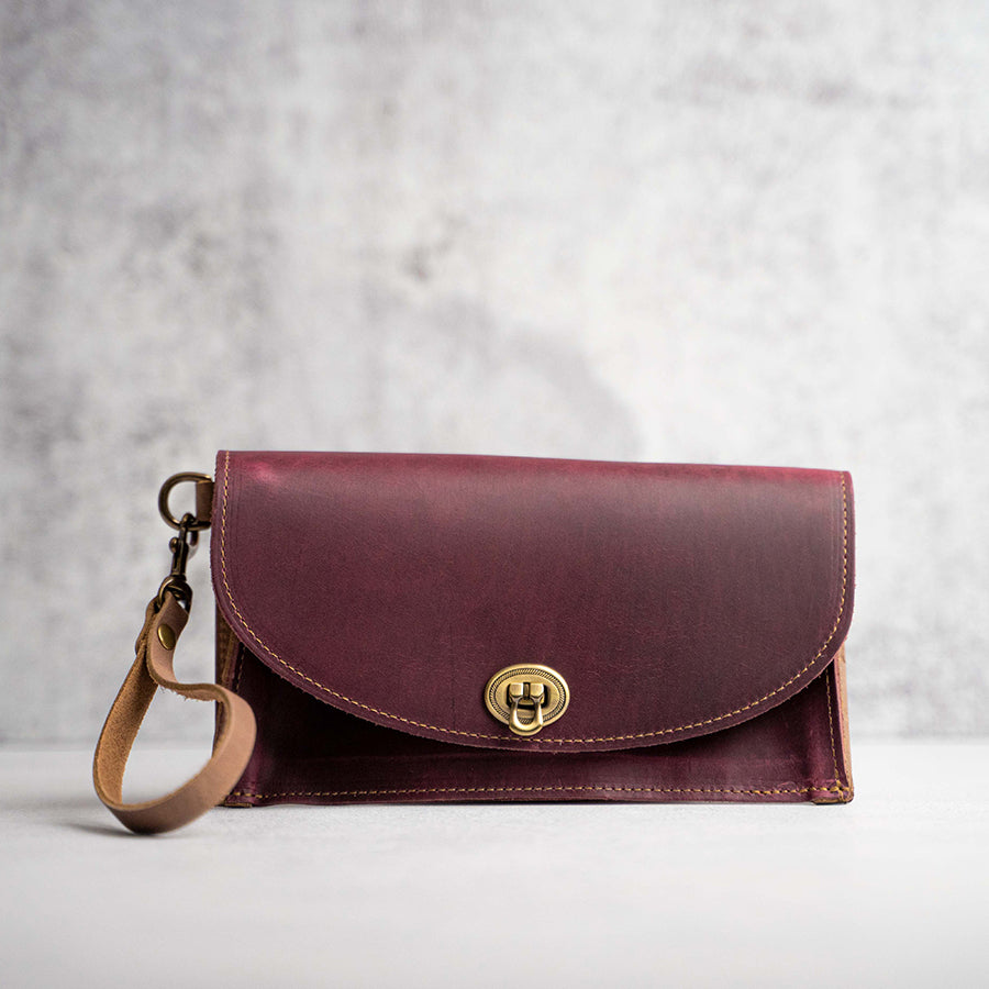Personalized Leather Envelope Purse Handbag - Made in USA The Cecilia, Stoneat Holtz Leather