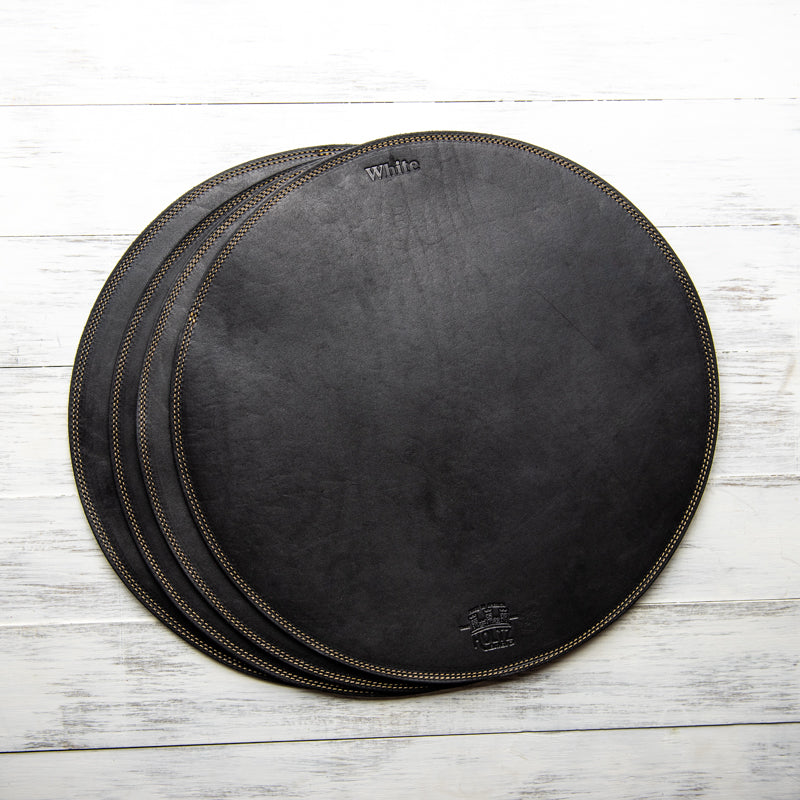 Circle Personalized Fine Leather Placemats