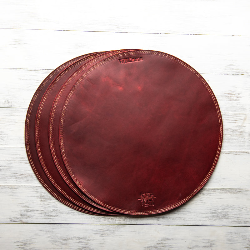 Circle Personalized Fine Leather Placemats