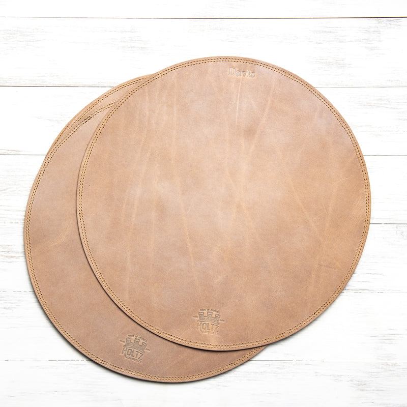 Circle Personalized Fine Leather Placemats