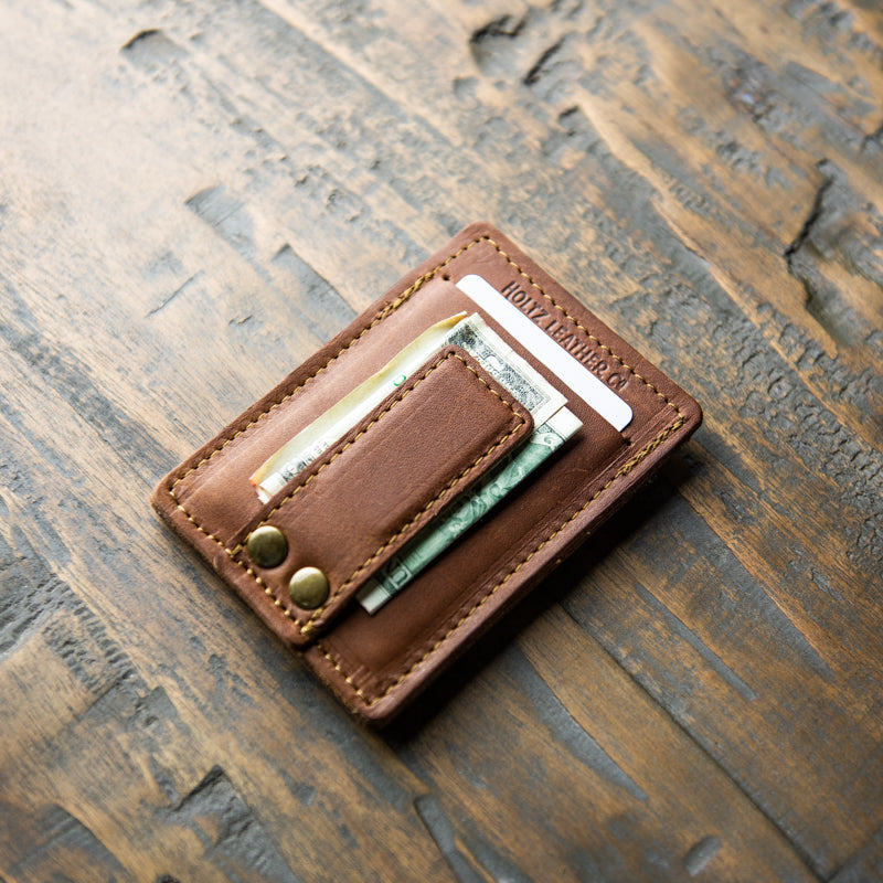 The Levi Fine Leather Vertical Magnetic Money Clip Wallet