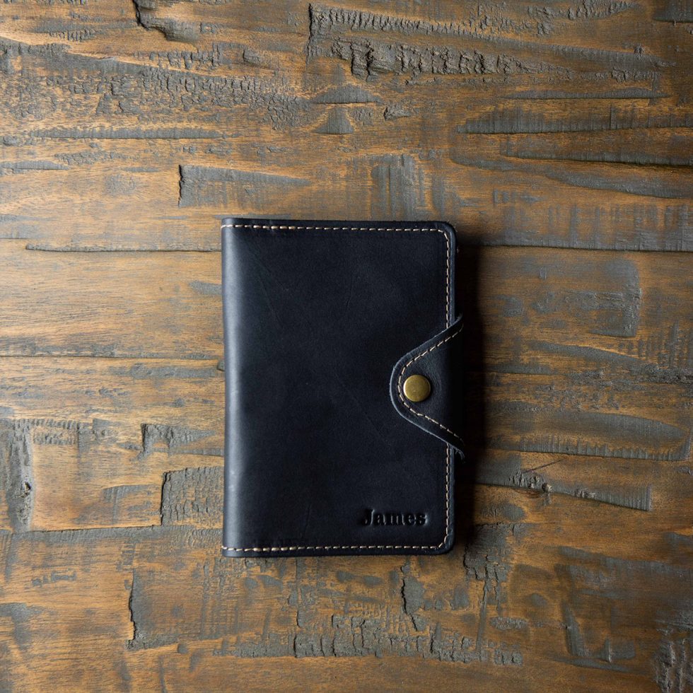 Black leather book wallet
