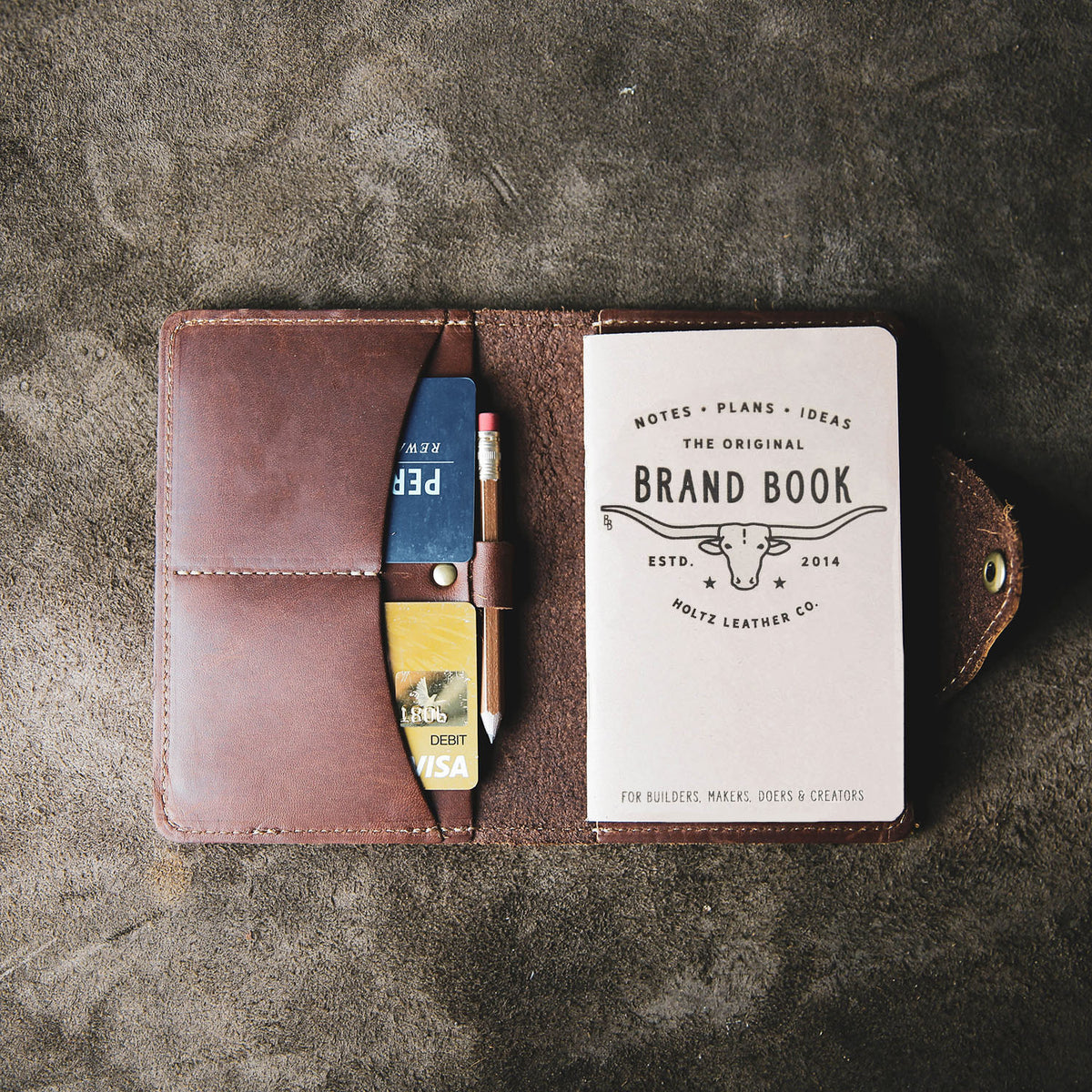 Your Logo + Our Leather - The Logbook Fine Leather Field Notes Moleskine Wallet Pocketbook Cover - Custom Logo and Corporate Gifitng