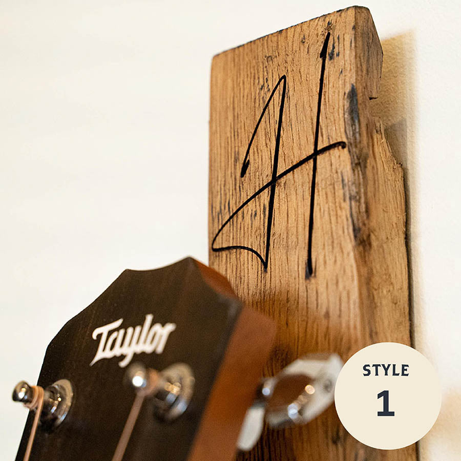 Your Logo + Our Barrels - The Memphis Personalized Tennessee Whiskey Barrel Guitar Holder Hanger - Custom Logo and Corporate Gifting