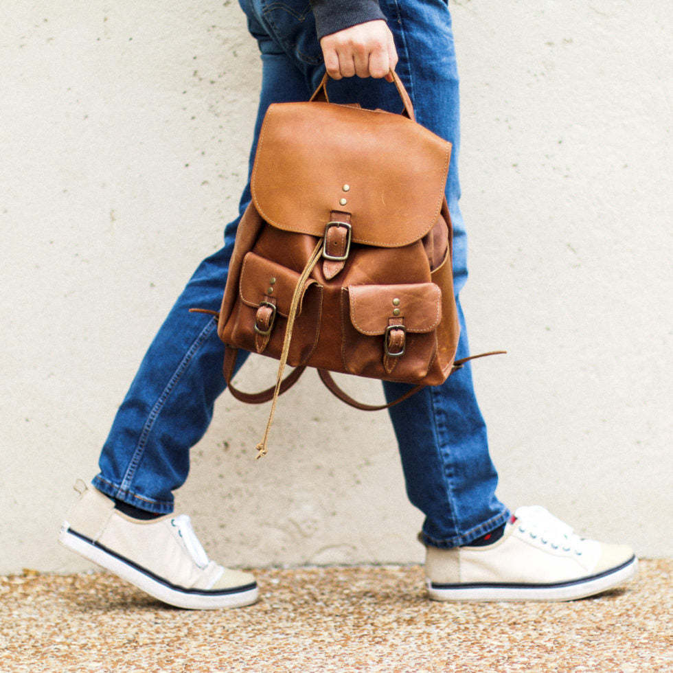 The Emerson Womens Fine Leather Backpack Purse in Brown - Holtz