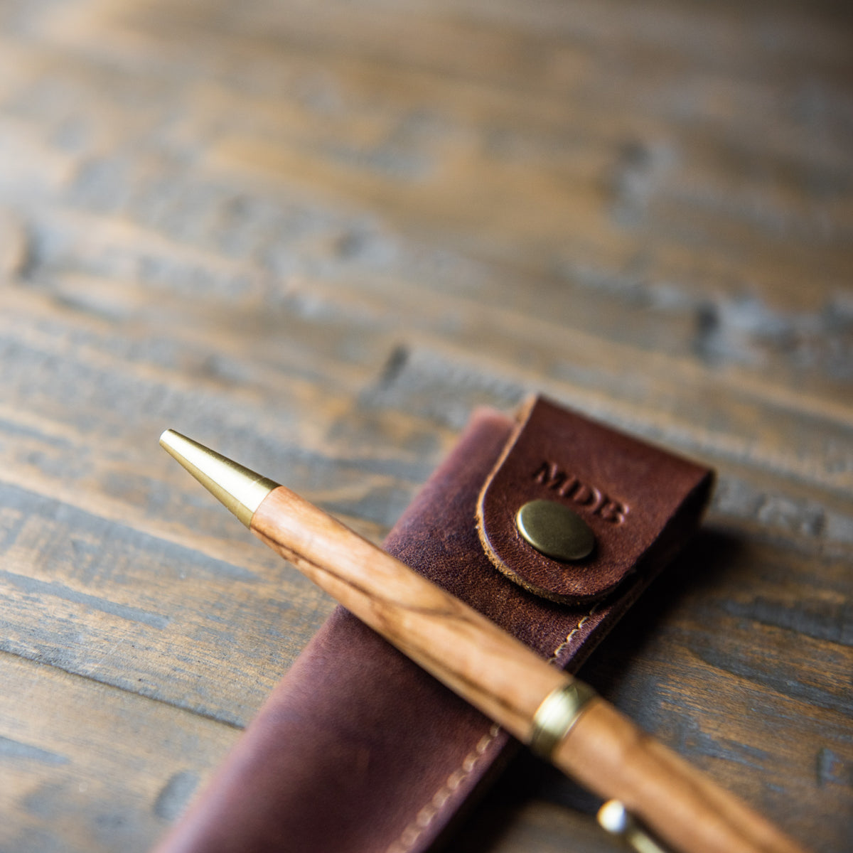 Hand-Turned Bethlehem Olive Wood Comfort Style Pen + Pen Sleeve