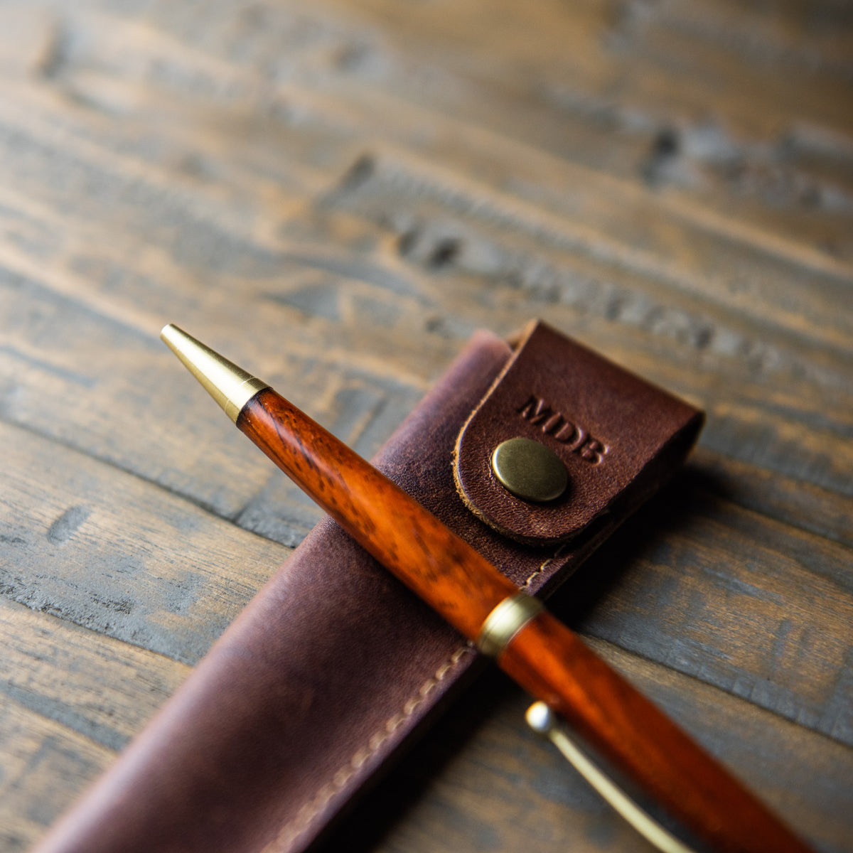 Hand-Turned Rose Wood Comfort Style Pen + Pen Sleeve