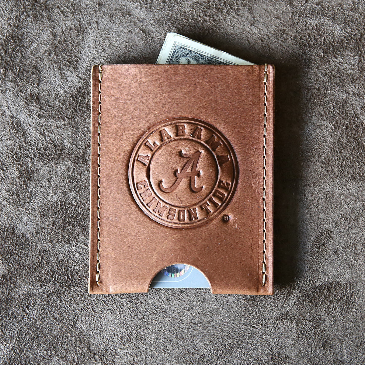 The Officially Licensed Crimson Tide Jefferson Personalized Fine Leather Card Holder Wallet
