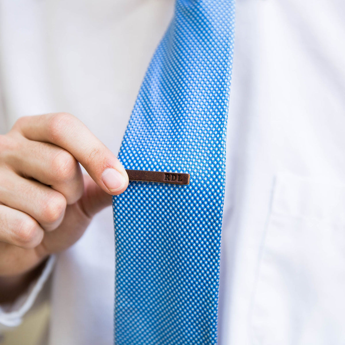 The Million Dollar Man - Personalized Leather Cufflinks and Tie Bar Groomsmen Gift Set