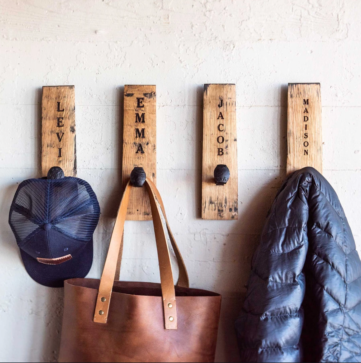 Tennessee Whiskey Barrel Personalized Wall Hangers Mudroom or Entryway Hooks