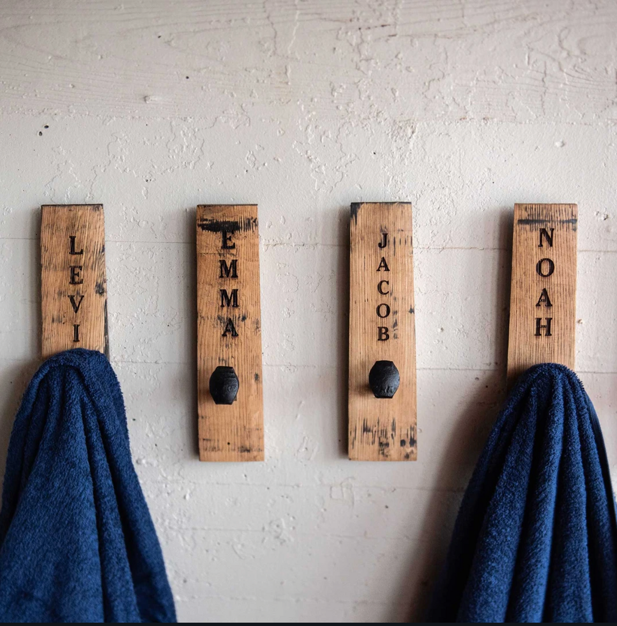Tennessee Whiskey Barrel Stave Towel Hanger Wall Hooks