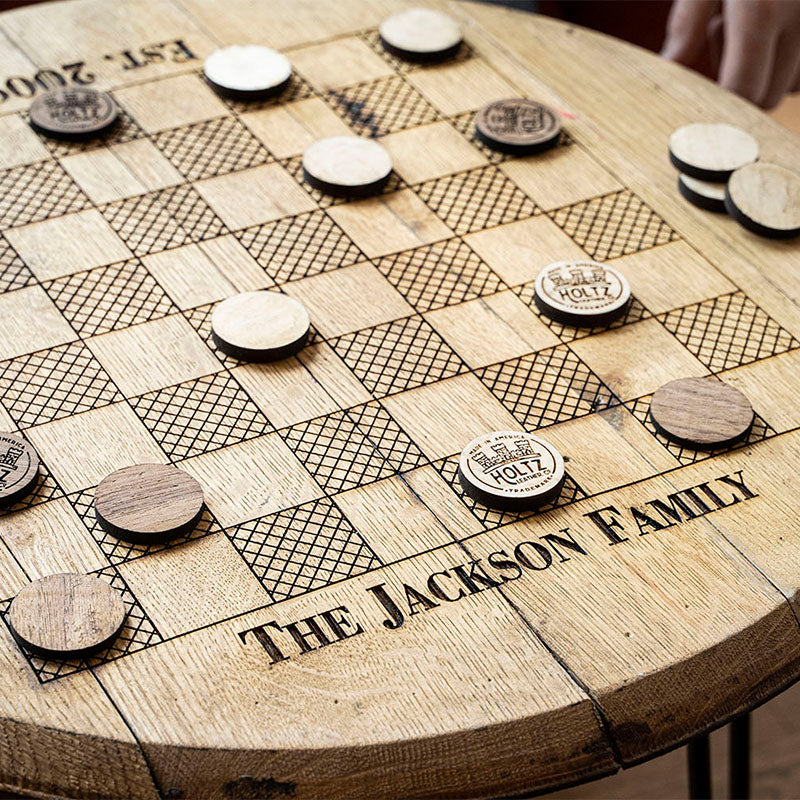 Personalized Tennessee Whiskey Barrel Checkerboard Game Table Set