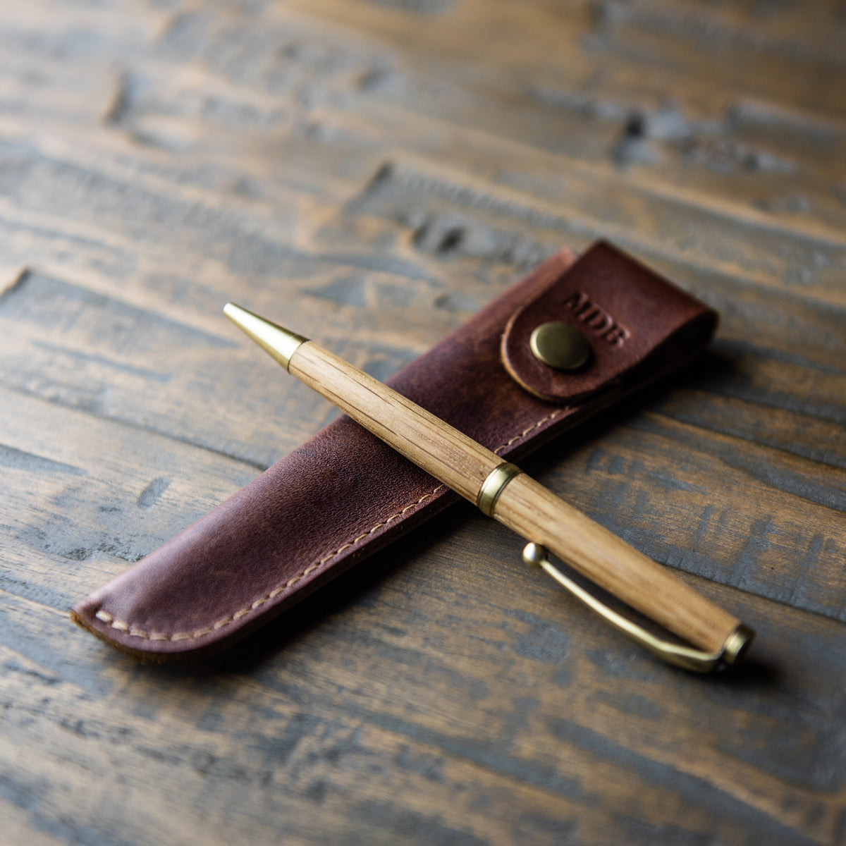 Hand-Turned Tennessee Whiskey Barrel Wood Comfort Style Pen + Pen Sleeve