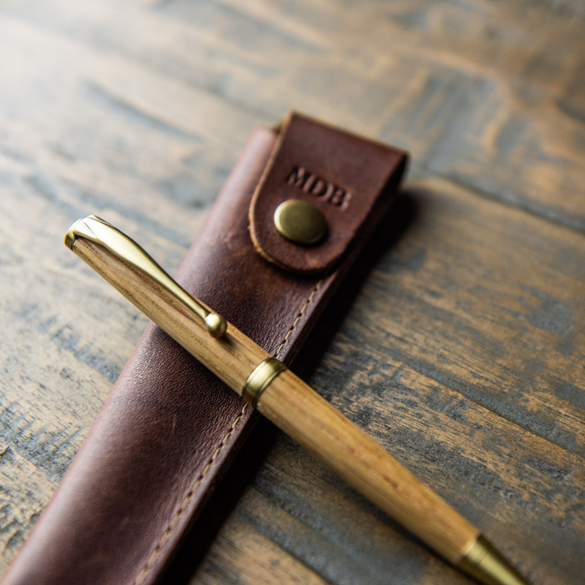 Hand-Turned Tennessee Whiskey Barrel Wood Comfort Style Pen + Pen Sleeve