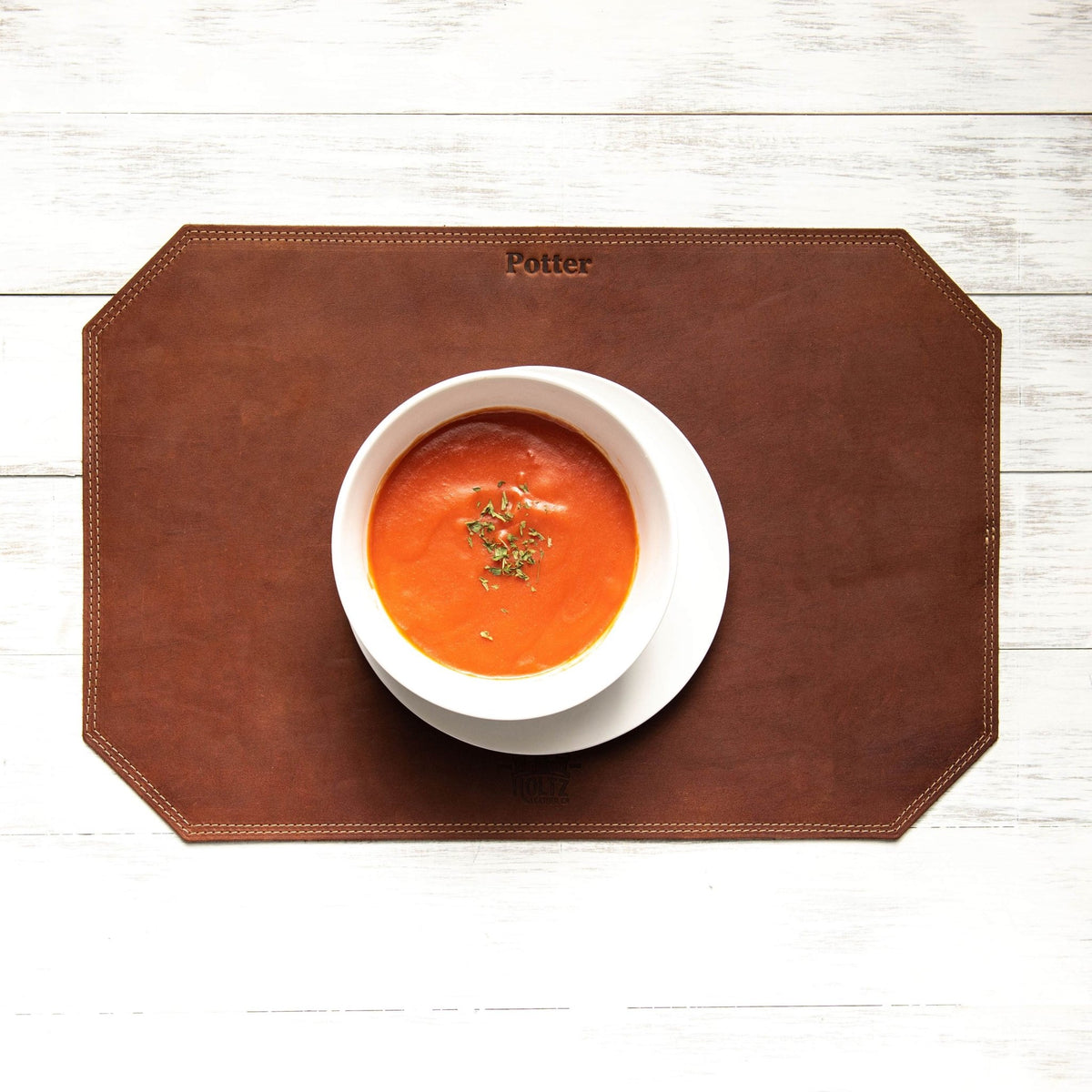Beveled Edge Personalized Fine Leather Placemat - Holtz Leather