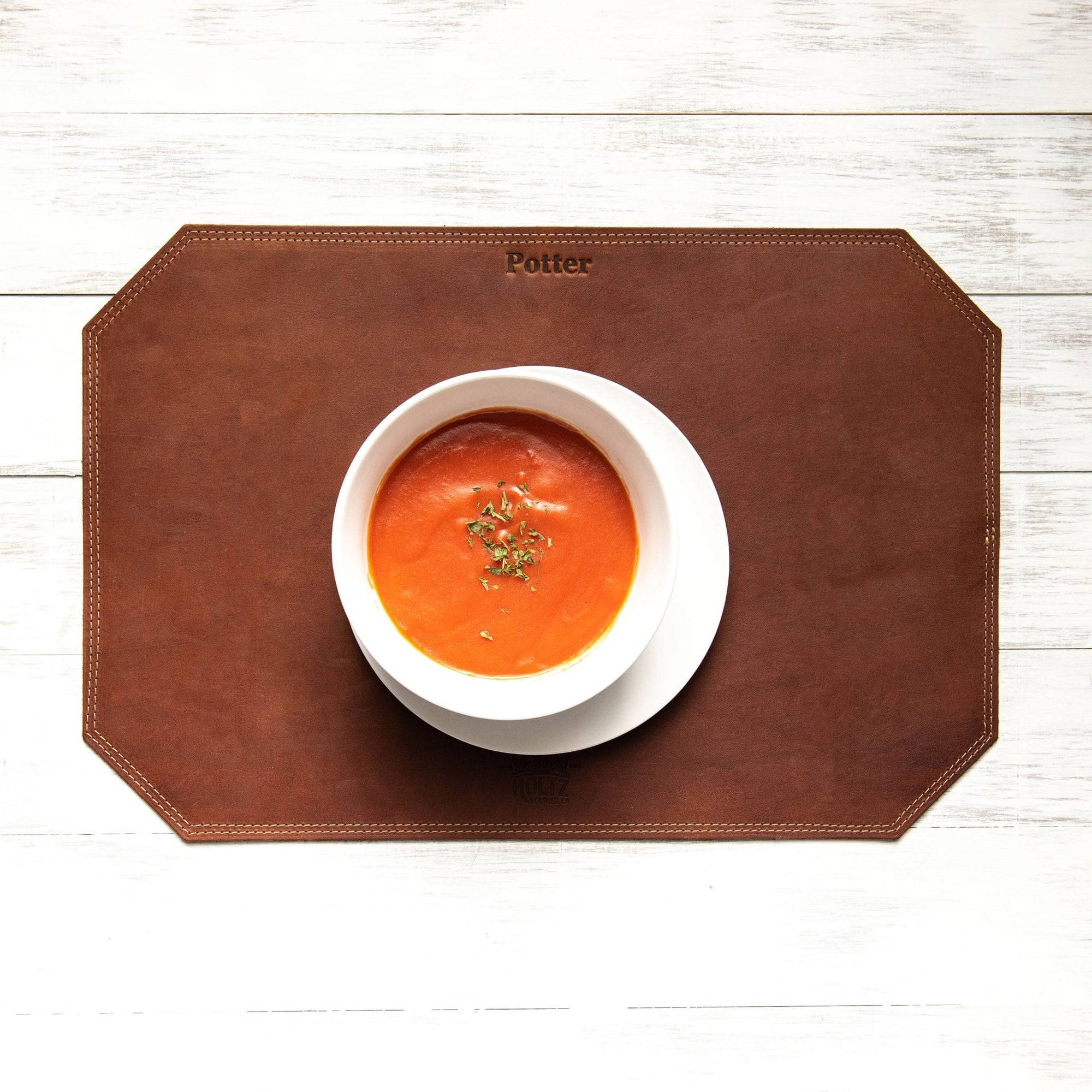 Beveled Edge Personalized Fine Leather Placemat - Holtz Leather