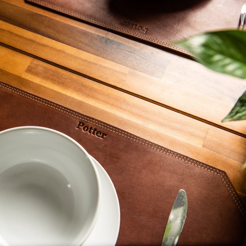 Beveled Edge Personalized Fine Leather Placemat - Holtz Leather