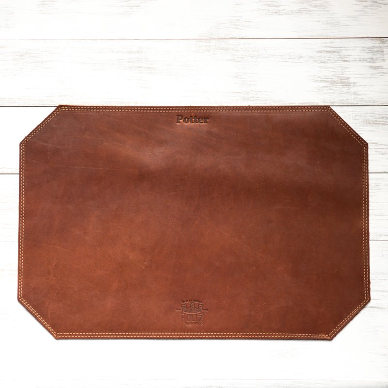 Beveled Edge Personalized Fine Leather Placemat - Holtz Leather