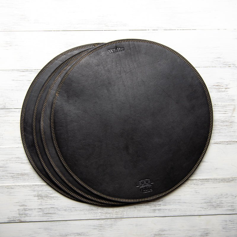 Circle Personalized Fine Leather Placemat - Holtz Leather