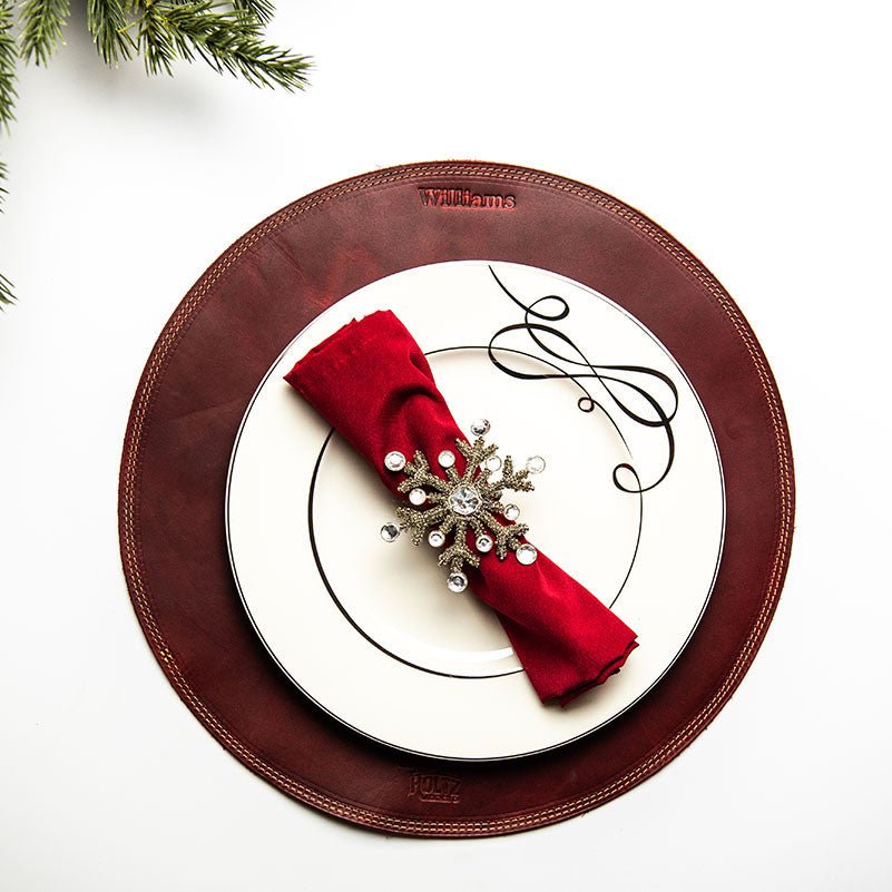 Circle Personalized Fine Leather Placemat - Holtz Leather