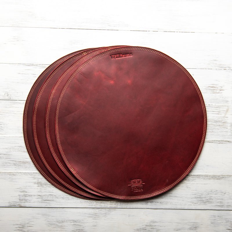 Circle Personalized Fine Leather Placemat - Holtz Leather