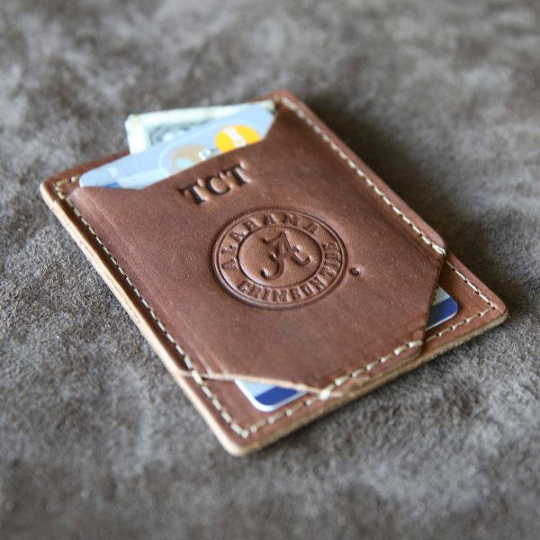 The Officially Licensed Crimson Tide Trey Money Clip Front Pocket Fine Leather Wallet