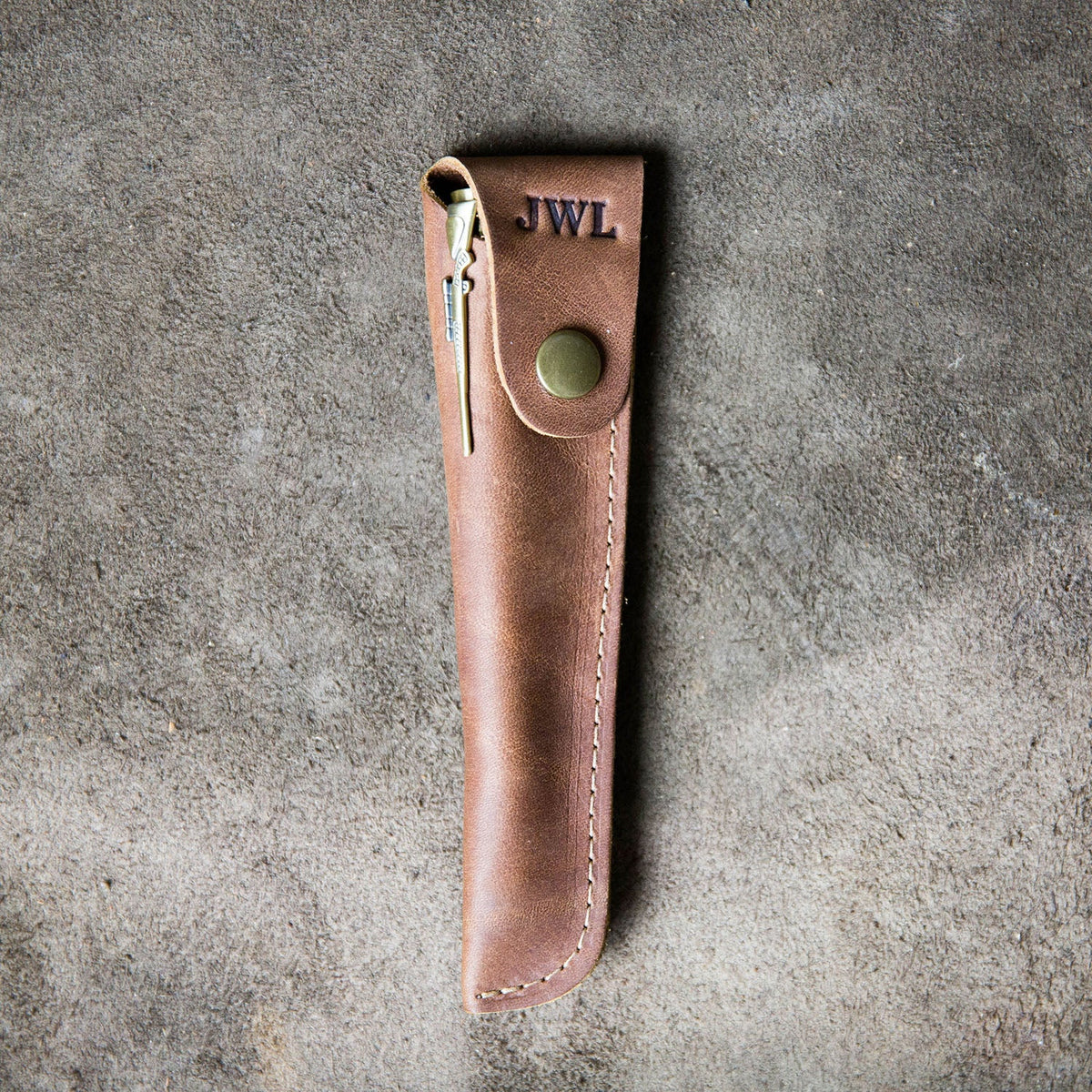 Hand - Turned Rose Wood .30 Caliber Bolt Action Pen + Pen Sleeve - Holtz Leather