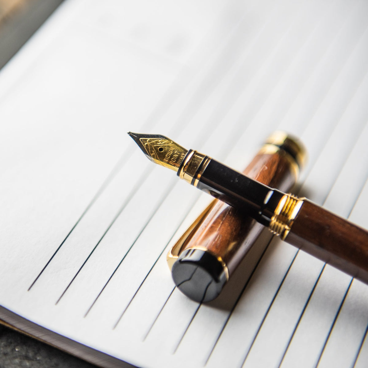 Hand - Turned Rose Wood Fountain Pen + Personalized Pen Sleeve - Holtz Leather