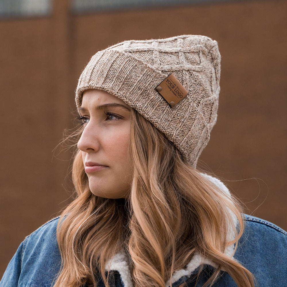 Artex Eco-Ragg Wool Cable Knit Cuff Beanie - J83L7XCBL - with YOUR LOGO customized