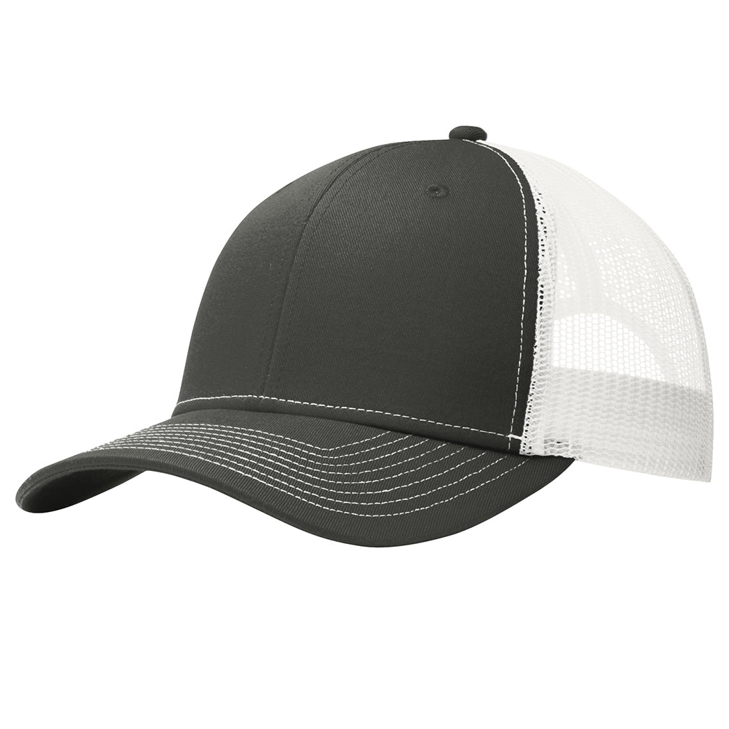 Port Authority C112 Custom Trucker Leather Patch Hat with YOUR LOGO – Customized