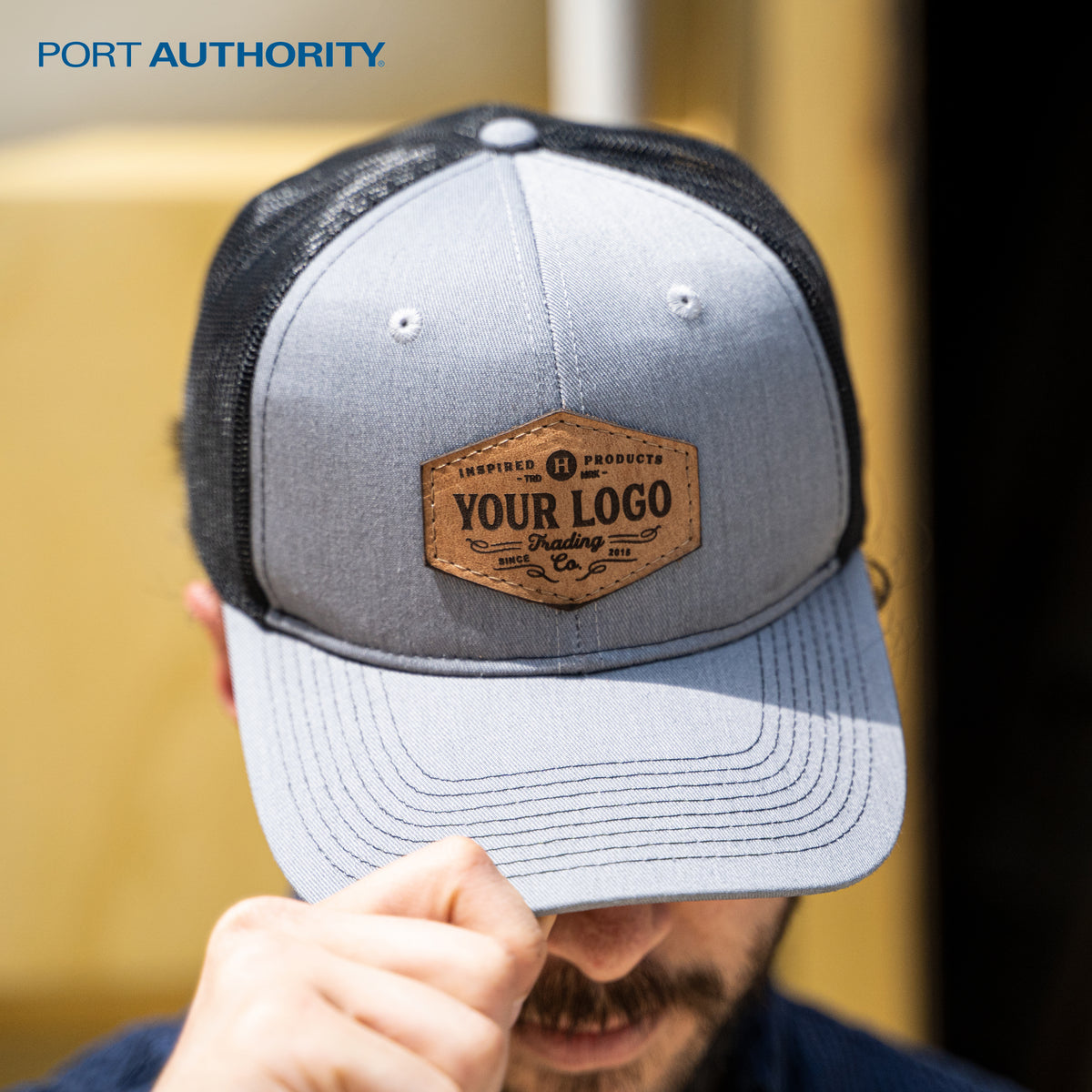 Customized Leather Patches on Trucker Hats