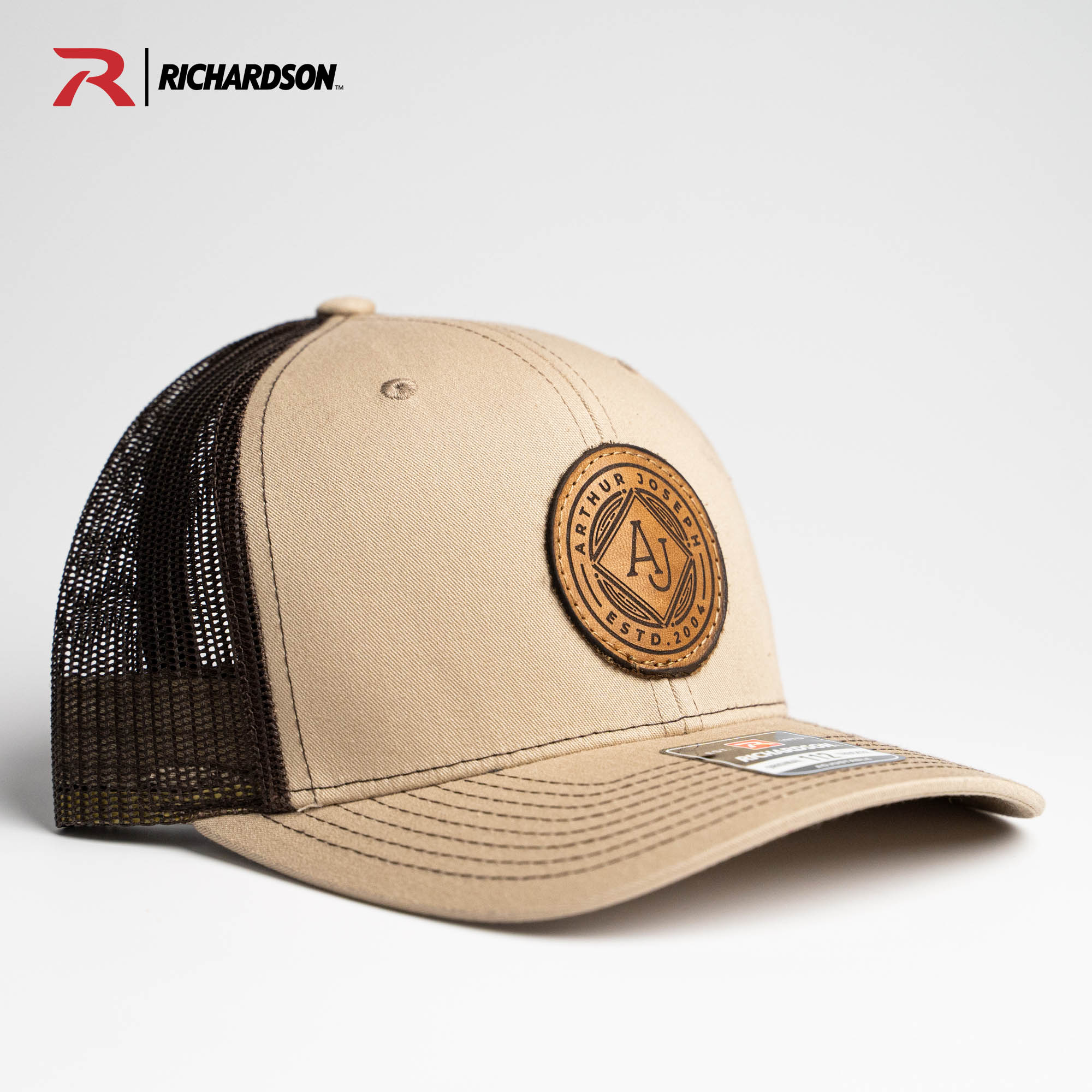 Richardson 112 Trucker Custom Leather Patch Hat with YOUR LOGO