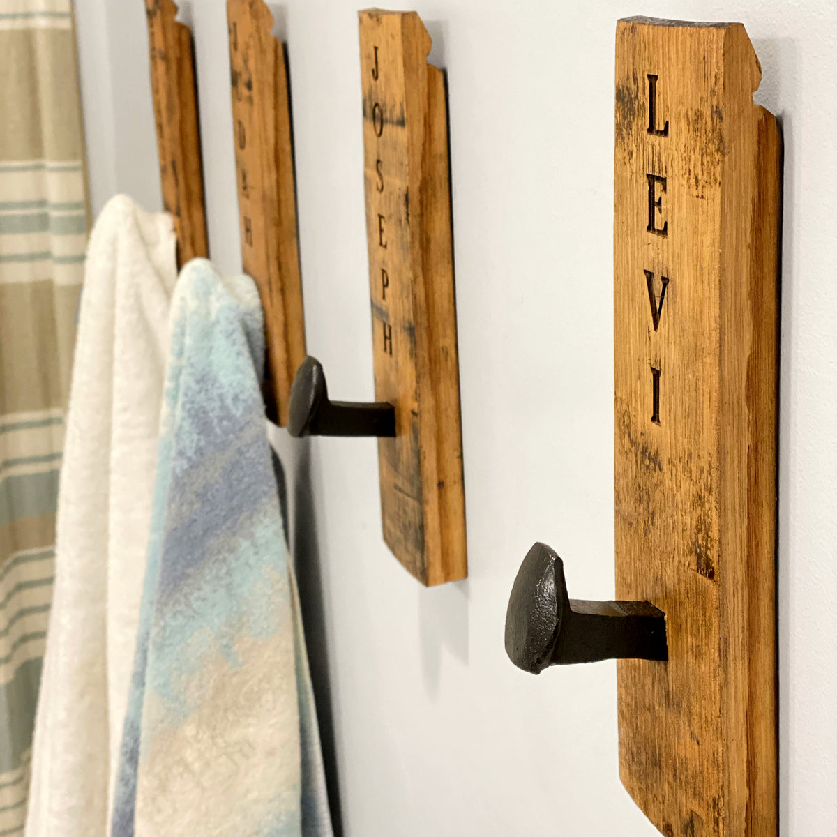 Tennessee Whiskey Barrel Stave Towel Hanger Wall Hooks