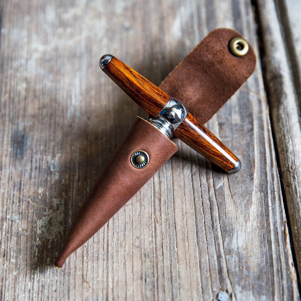 The Vino Personalized Hand Turned Wine Bottle Stopper Corkscrew &amp; Leather Sleeve