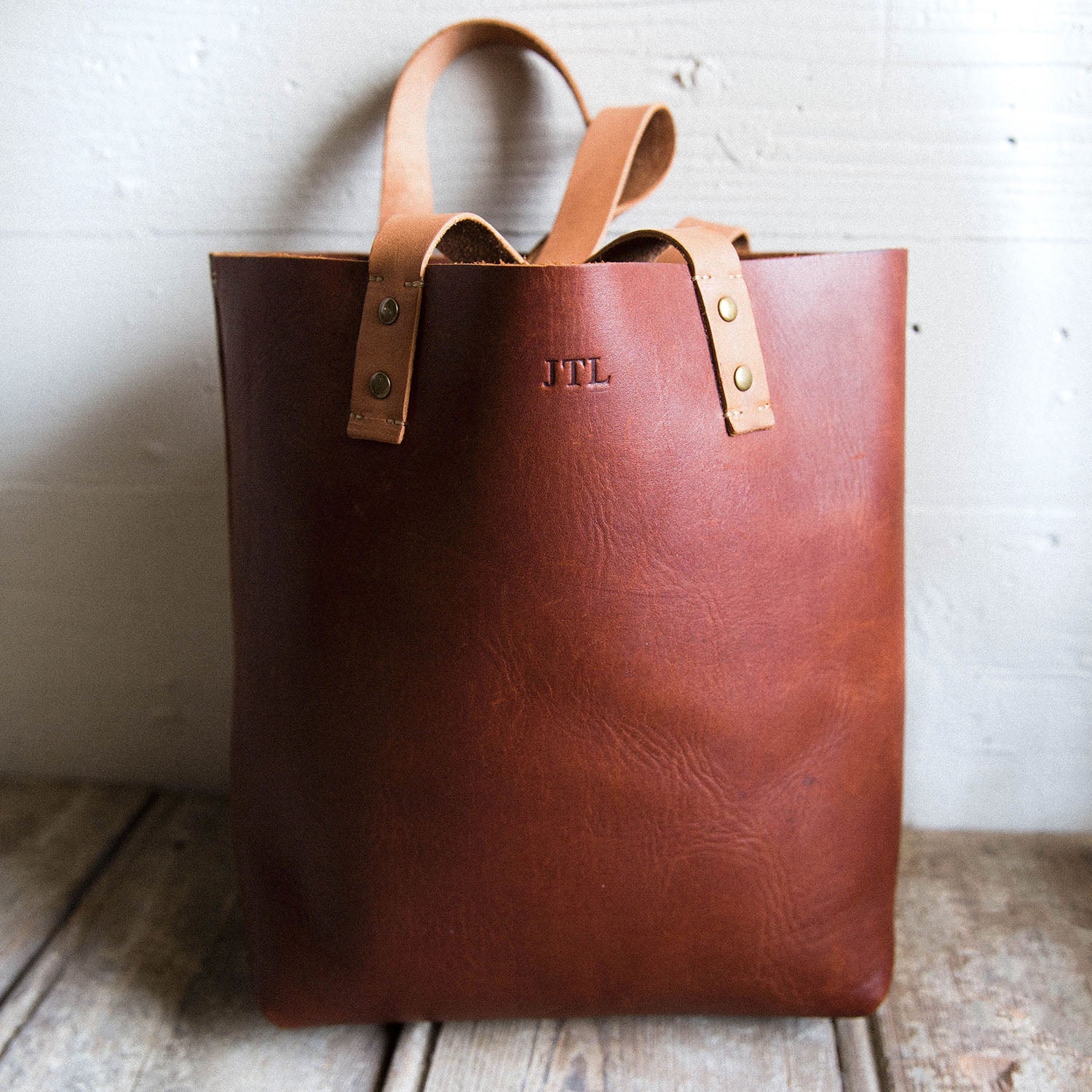 Tote Bag Brown Oiled Pull Up Leather