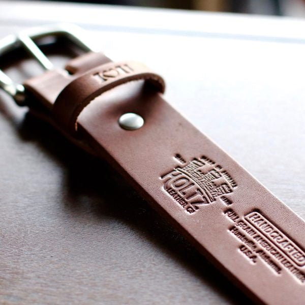 Personalized Bridle Leather Men's Casual Belt – Rounded Nickel or Brass Buckle - Holtz Leather