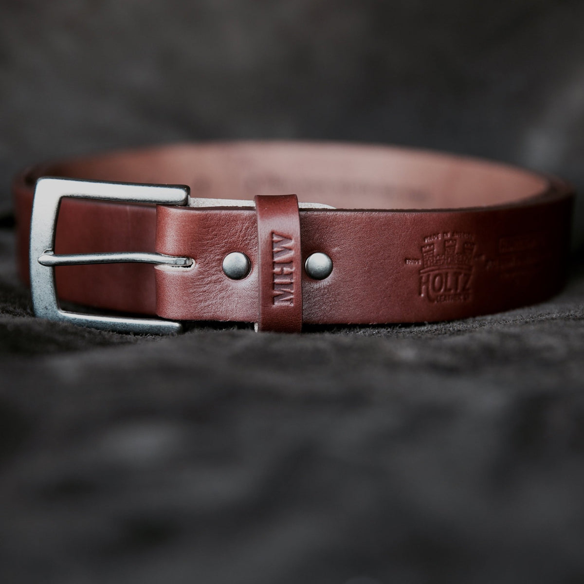 Personalized Bridle Leather Men's Casual Belt – Square Nickel or Brass Buckle - Holtz Leather
