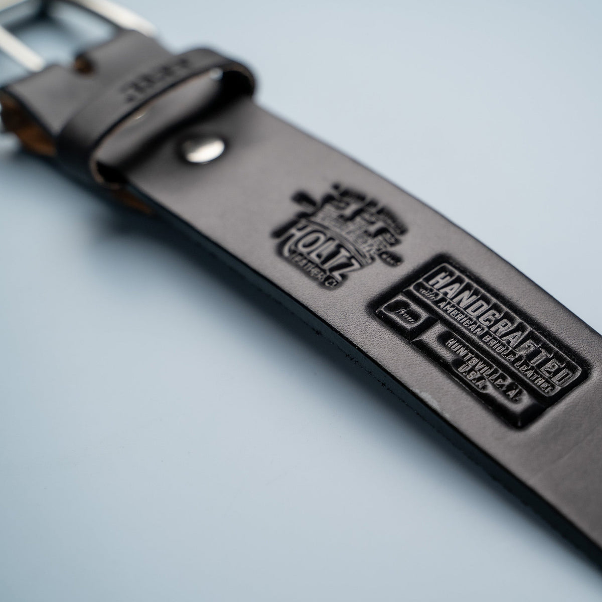 Personalized Bridle Leather Men's Casual Belt – Square Nickel or Brass Buckle - Holtz Leather