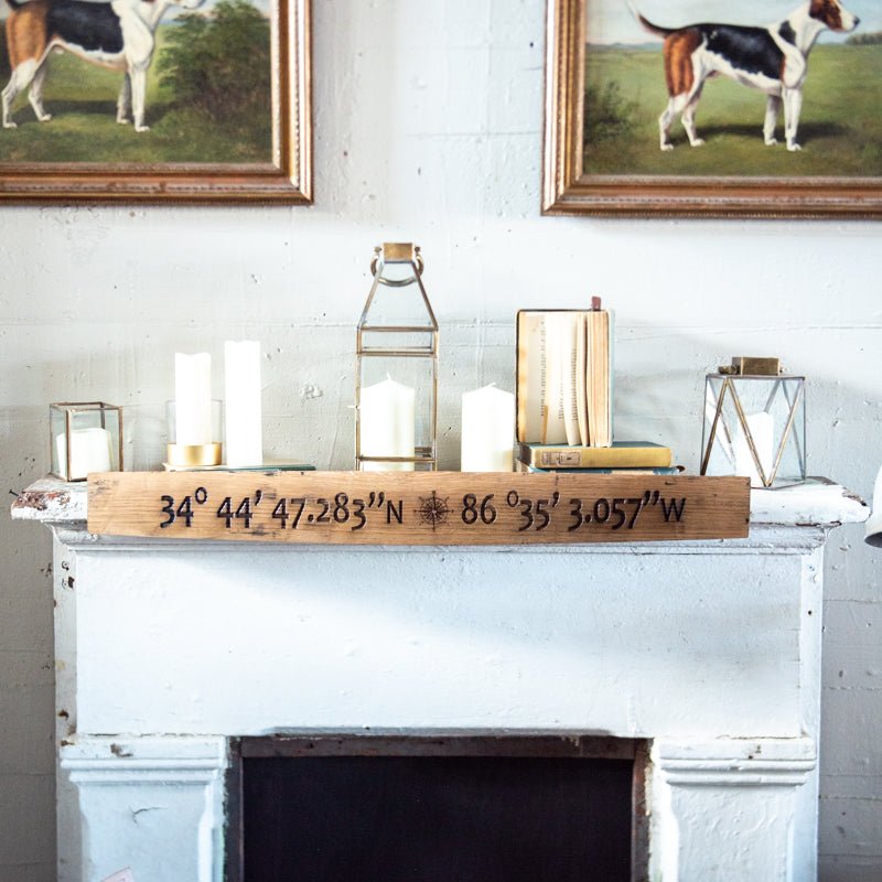 Personalized Coordinates Sign From Tennessee Whiskey Barrel Stave - Wall Art - Holtz Leather