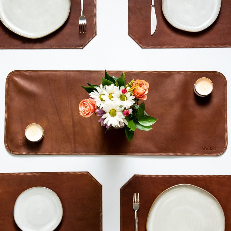 Personalized Fine Leather Table Runner for Centerpiece - Holtz Leather