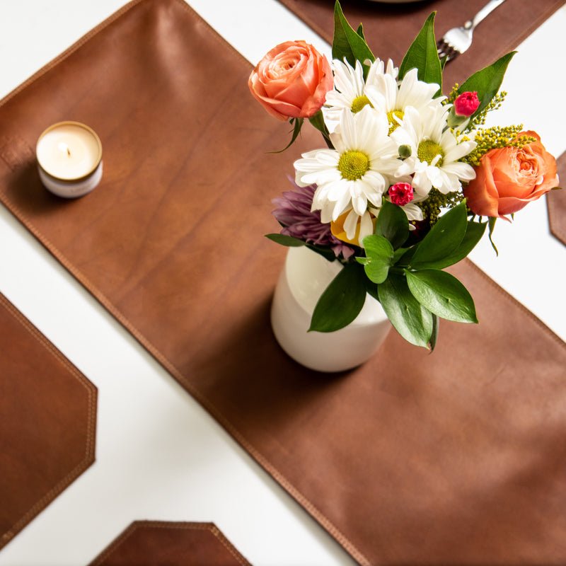 Personalized Fine Leather Table Runner for Centerpiece - Holtz Leather