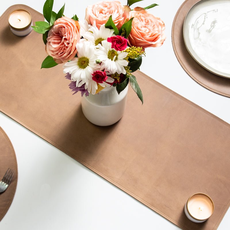 Personalized Fine Leather Table Runner for Centerpiece - Holtz Leather