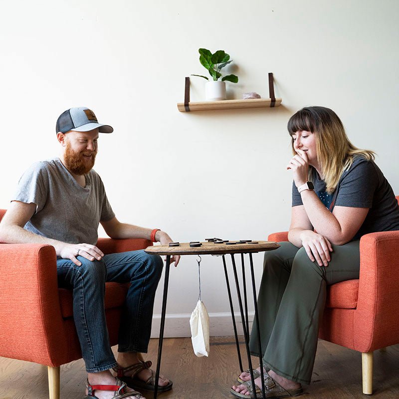 Personalized Tennessee Whiskey Barrel Checkerboard Game Table Set - Holtz Leather