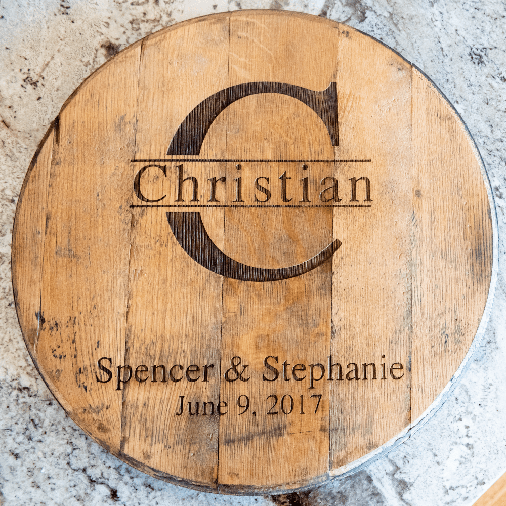 Personalized Tennessee Whiskey Barrel Head Wood Sign - Wedding Welcome Sign or Farmhouse Home Decor - Holtz Leather