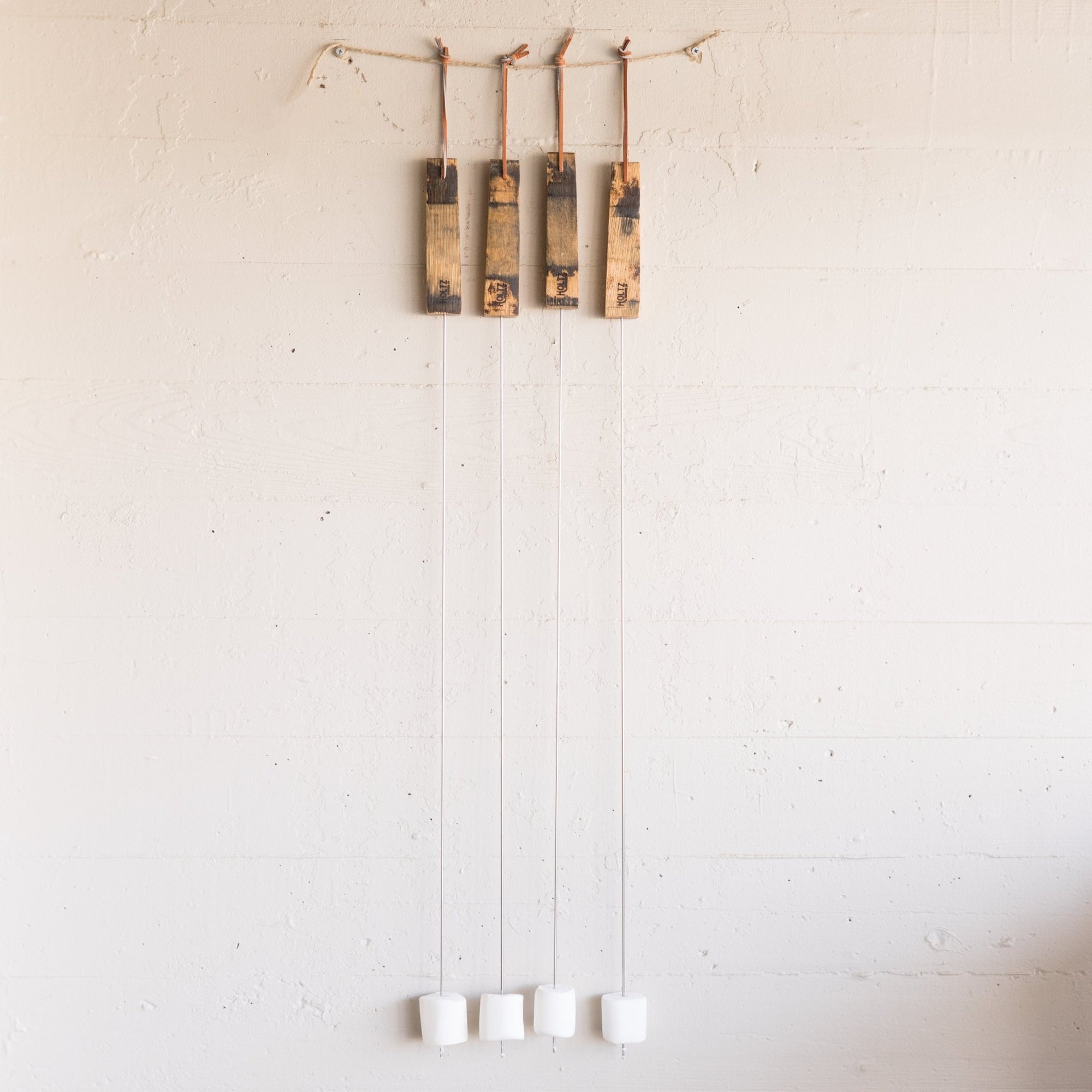 Set of 4 Tennessee Whiskey Barrel Marshmallow Hot Dog Roasting Sticks - Holtz Leather