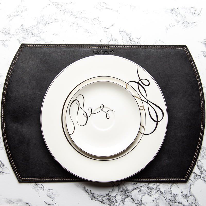 Straight Edged Oval Personalized Fine Leather Placemat - Holtz Leather