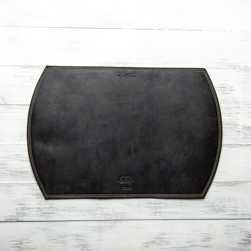Straight Edged Oval Personalized Fine Leather Placemat - Holtz Leather