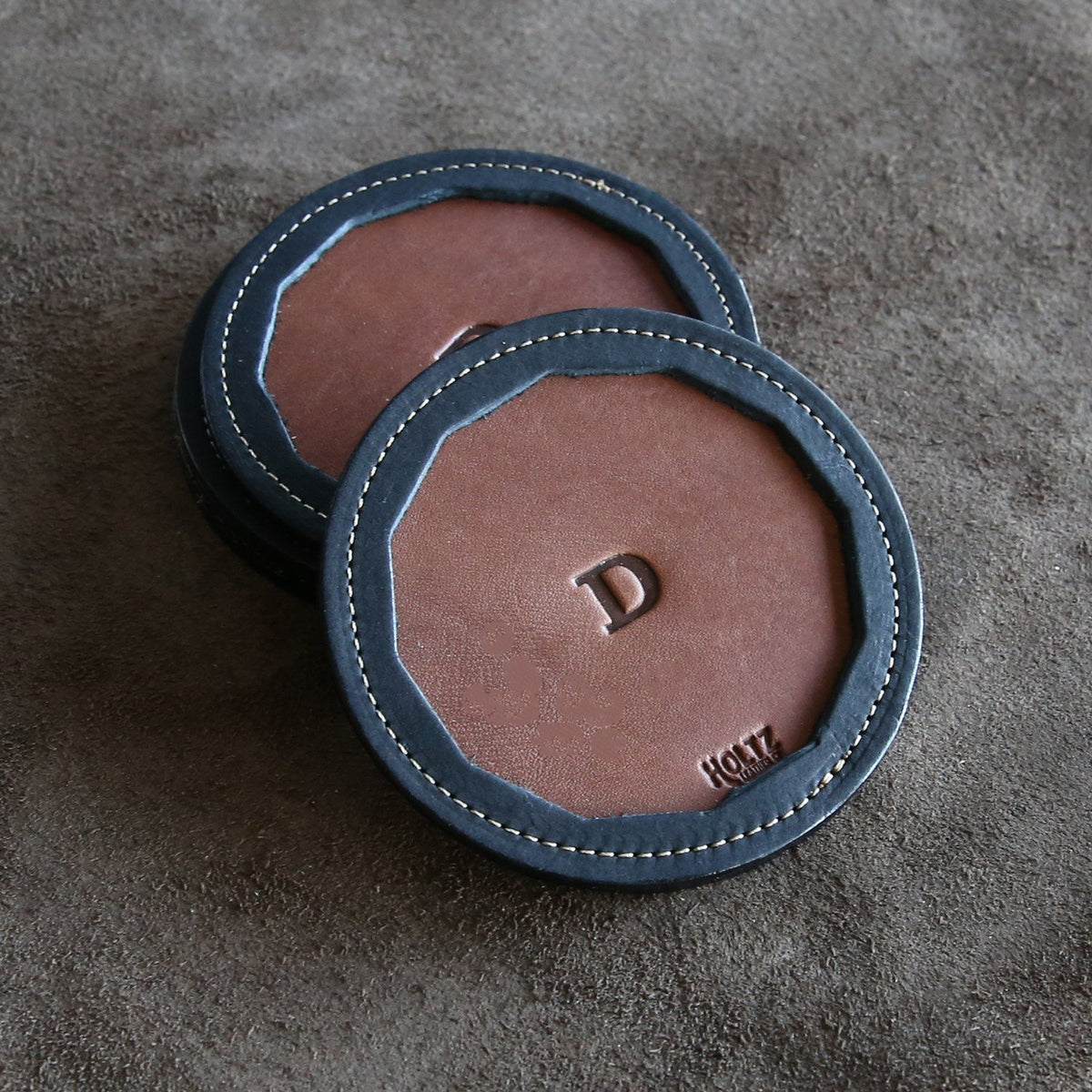The UNA Tavern Personalized Fine Leather Coaster Set of 4 Coasters