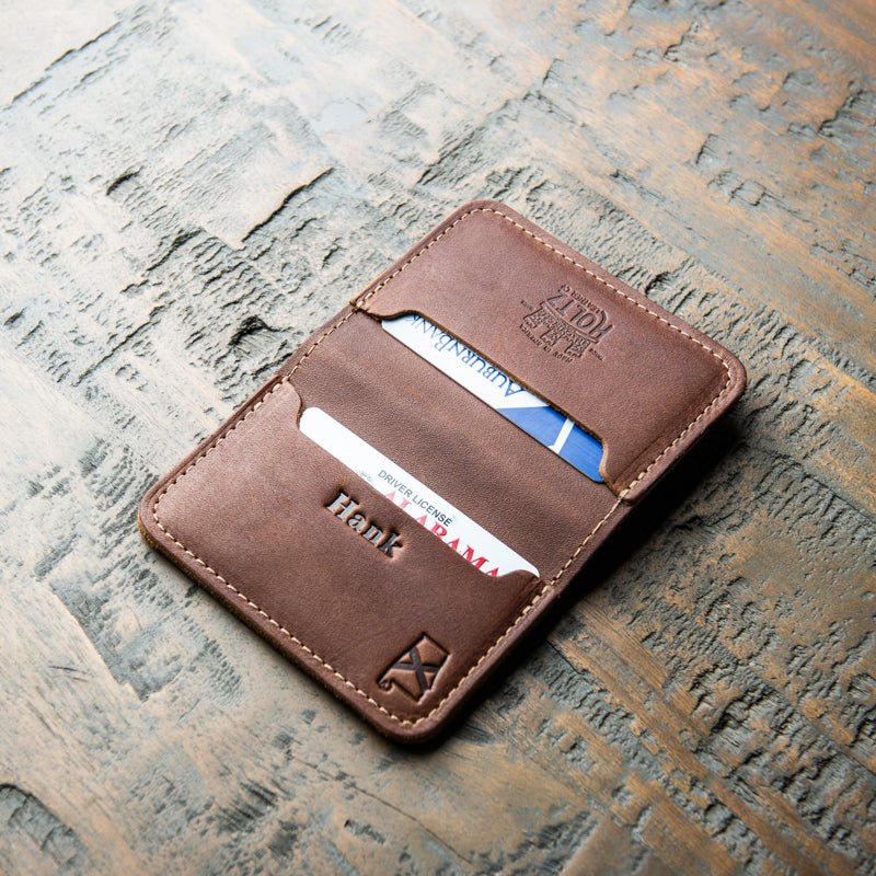 The Alabama Gates Personalized Fine Leather Bifold Money Clip Wallet with Alabama Logo - Holtz Leather