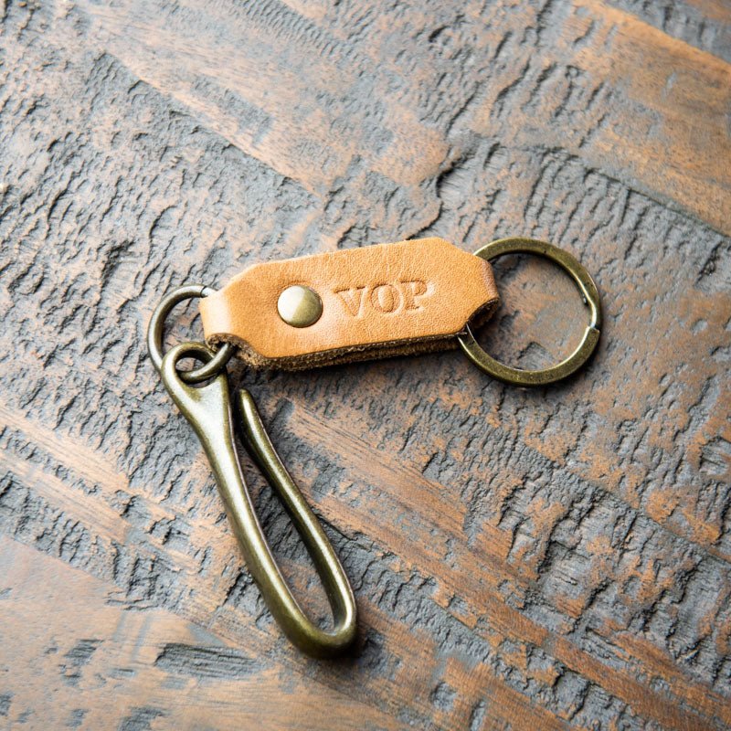 The Big Bass Personalized Fine Leather Keychain Fish Hook Key Ring Holder - Holtz Leather